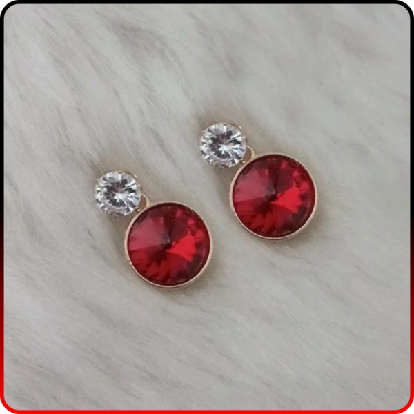 Korean Gold Plated Classic Red Crystal Drop Earrings