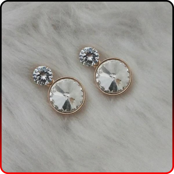 Korean Gold Plated Classic White Crystal Drop Earrings