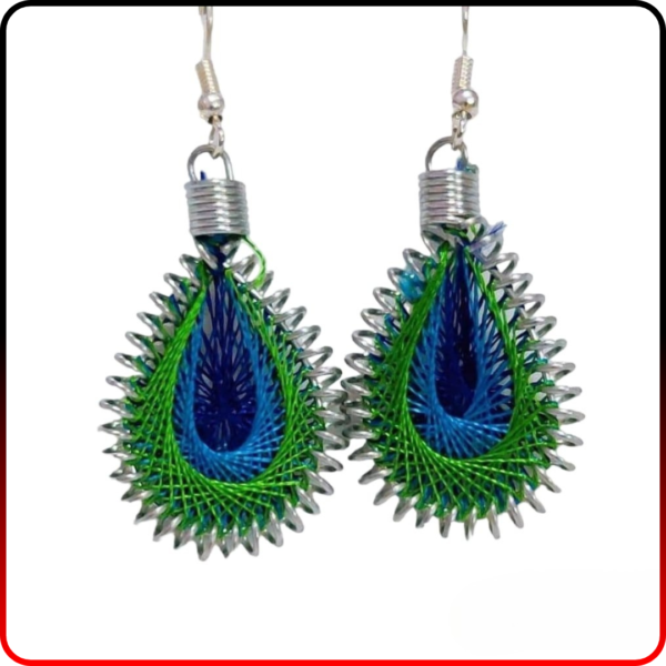 Peacock Feather Jhumka Earrings – Green Color