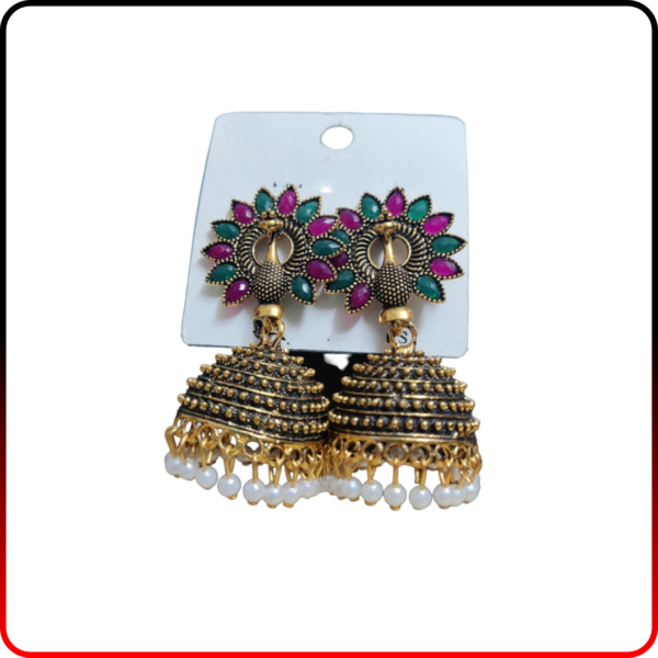 Traditional & Colourful Peacock Jhumka Earrings