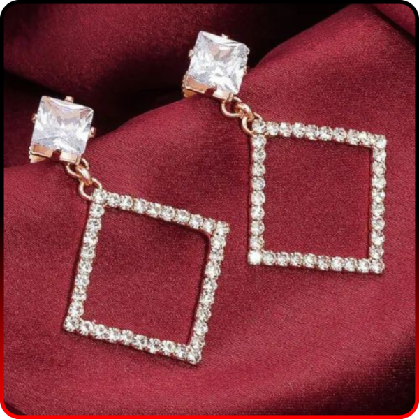 Stylish Square Crystal Diamond Earrings